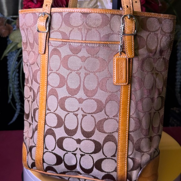 Coach Handbags - FINAL MARKDOWN Coach City Tote with Signature Logo in Tan and Brown